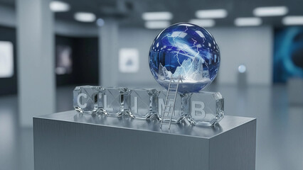 Climb Art Installation Globe Technology Reflection Hope Future Aspirations Abstract Gallery Modern Display Contemporary