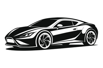 Fototapeta premium Sleek monochromatic sports car displays striking black lines, highlighting the vehicle's modern, aerodynamic silhouette