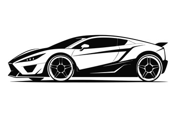 Obraz premium Striking monochrome showcases a sleek sports car with prominent wheels and sharp lines