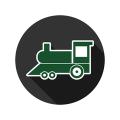 Train with long shadow icon isolated on transparent background