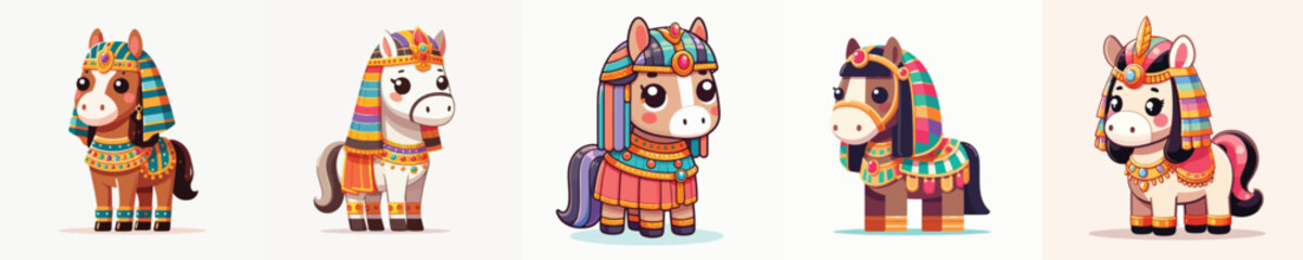 cute horse vector in cleopatra costume