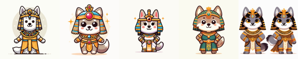 cute wolf vector in cleopatra costume