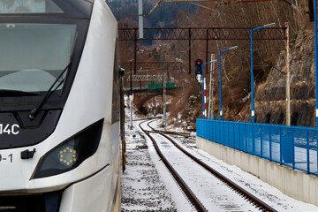 Szklarska Poręba G&oacute;rna border railway station, view of the tracks leading towards the Czech Republic