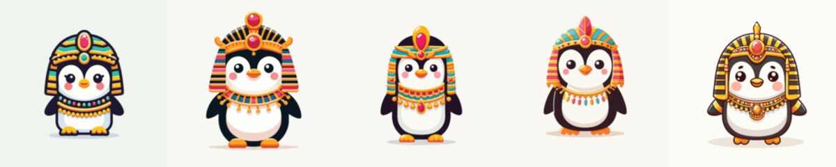 cute penguin vector in cleopatra costume