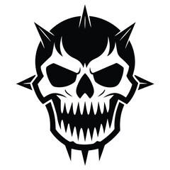 Sharp black skull with spikes gives a unique and menacing look on a white background