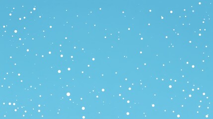 tiny white snow dots falling softly, bright pure sky-blue backdrop. snowfall clipart