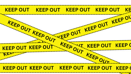 Yellow caution tape with "KEEP OUT" in bold black lettering creates a barrier.