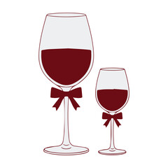 Glass and red wine silhouette vector art illustration with white background.