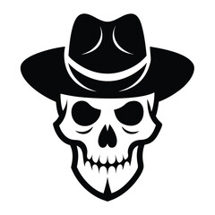 Monochrome shows a skull wearing a cowboy hat in simplistic form