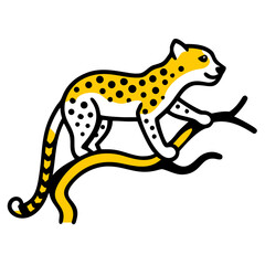 Fototapeta premium Leopard climbing on a branch with a playful expression 