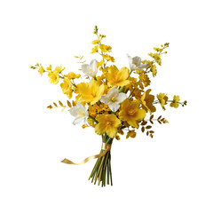 Vibrant Yellow and White Daffodil Bouquet with Ribbon
