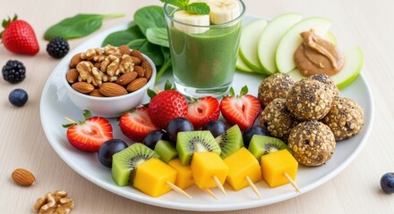 Vibrant arrangement of wholesome edibles for promoting energized lifestyles choices