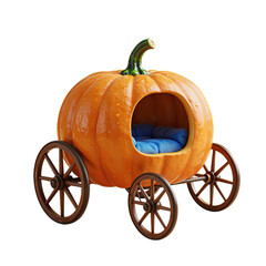 Whimsical Pumpkin Carriage with Wooden Wheels