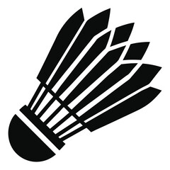 Badminton shuttlecock shown in a bold black icon looks simple and stylish on white