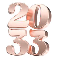 Luxury Shiny Rose Gold 2033 Year Number Rendering Isolated for Calendar, Future Events, and Anniversary Design.