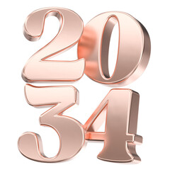 Elegant 3D Rose Gold Text 2034 Isolated on Transparent Background for New Year and Future Events Design