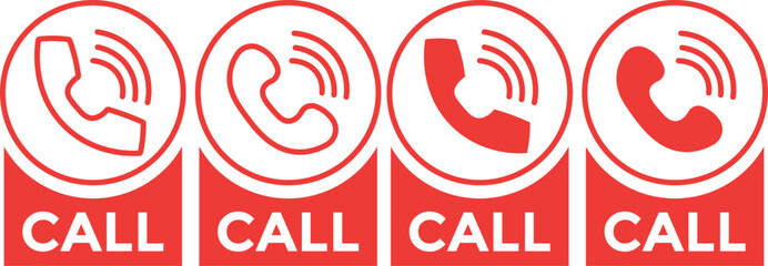 Call icon and phone icon. set of call button vector, emergency hotline icon on Transparent Background

