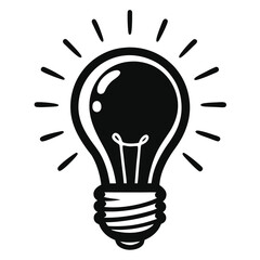 An illuminating light bulb shines brightly with radiating streaks in a captivating monochrome style