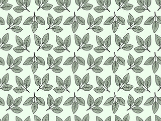 Elegant seamless pattern of stylized leaves on a pale green background.  Perfect for textile design, wallpaper, or packaging.  A natureinspired motif conveying freshness, growth, and serenity.
