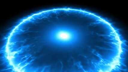 Abstract blue energy sphere expanding in darkness. - Powered by Adobe