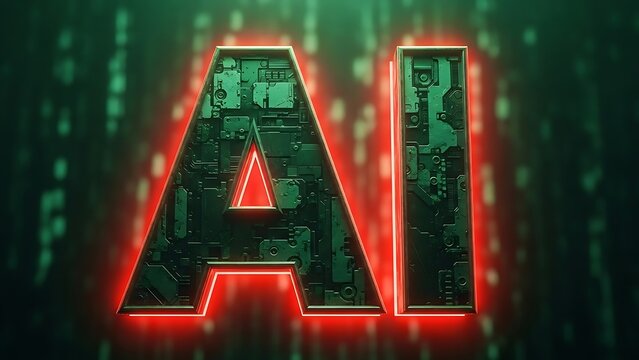 Artificial intelligence concept with circuit board and digital code background
