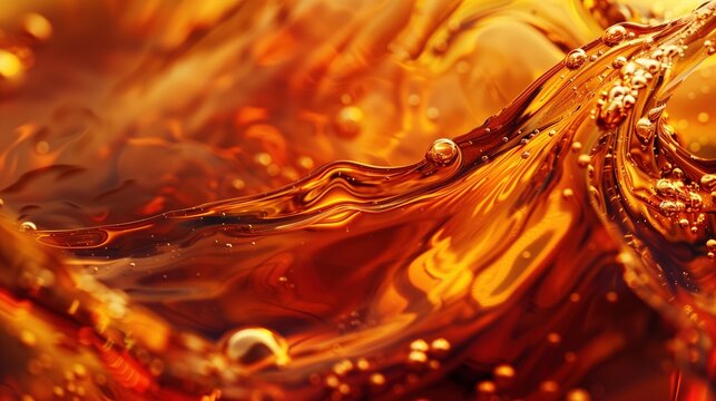 Ultra-realistic close-up texture of whiskey in a glass, rich amber and golden hues, smooth surface with soft lighting reflections