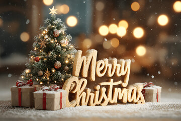 christmas tree with christmas decorations, merry christmas