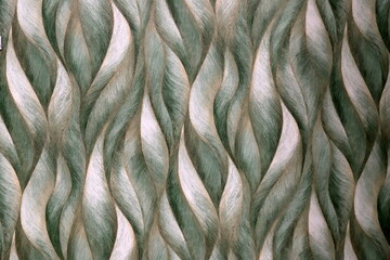 Green palm leaves on pink background, wallpaper on the wall. Decorative materials wallpaper for the room, interior, renovation, vinyl wall paper