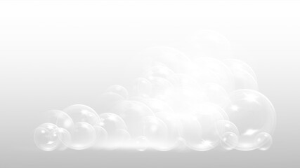 Abstract soap bubbles on a soft and gradient background , transparent background