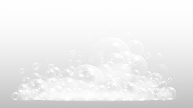 Soap bubbles foam for hygiene concept. A close-up view of soap bubbles  , transparent background