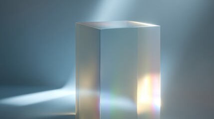 Frosted glass column illuminated with shifting holographic reflections Balanced exposure ensures translucence remains ultra-detailed and sharp free from
