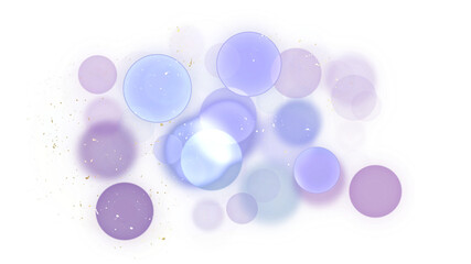Abstract art of bubbles, light and shadows in pastel colors. The composition depicts bubbles in blue and purple colors. , transparent background