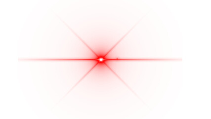 Red light burst in the form of a six-pointed star. Close-up, abstract, with a bright red color.  , transparent background