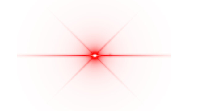 Red light burst in the form of a six-pointed star. Close-up, abstract, with a bright red color.  , transparent background
