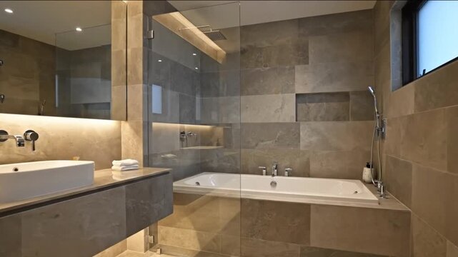 Upscale Bathroom with Bathtub and Shower