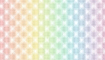 Soft pastel gingham checks with rainbow gradient. Gentle squares repeat creating seamless texture for background design. Light colors blend for a dreamy wallpaper effect.