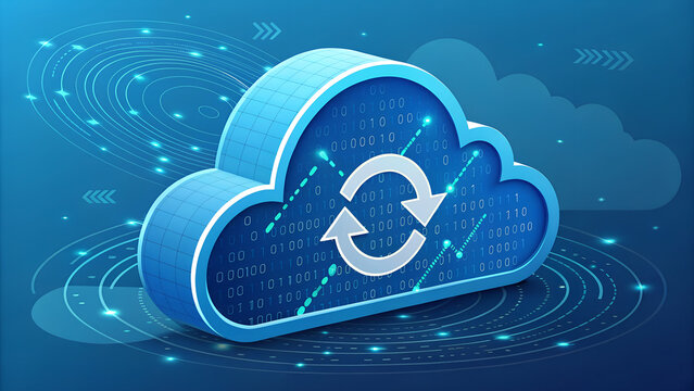 Cloud computing, cloud storage, cloud services concept. Digital cloud with digital data code - Powered by Adobe