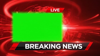 Dynamic breaking news broadcast opener with green screen for custom reports and urgent announcements, ideal for digital media and global updates