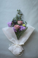 beautiful bouquet in purple colors