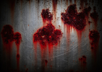 Distressed Steel Surface with Red Corrosion Patterns (Industrial Horror Texture)