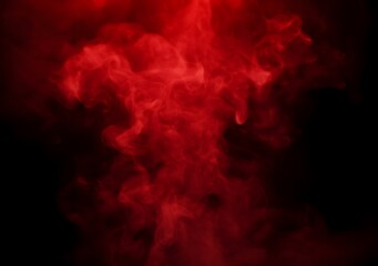 Red Ominous Swirling Smoke Over Black Void (Horror Abstract Background)