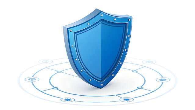 Shield. Protect and Security concept. Bue Shield 3d icon. 3d rendering