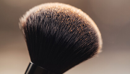 Closeup of a luxurious makeup brush with water droplets, symbolizing beauty, freshness, and the artistry of cosmetic application. Ideal for beauty blogs, spa ads, or skincare articles.