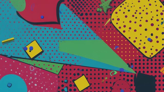 Abstract Pop Art Background Geometric Shapes Polka Dots Seamless Loop