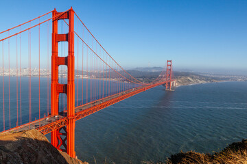 famous San Francisco Golden Gate bridge in late afternoon light