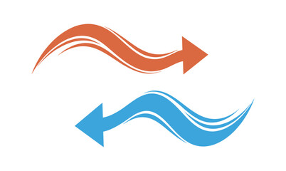 Two fluid arrow designs illustrating direction and flow with a wave like movement