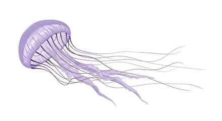 Purple jellyfish illustration isolated on white background vector design for marine life concepts
