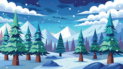 Christmas snowy winter landscape background
