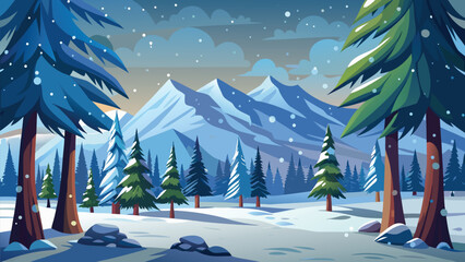 Christmas snowy winter landscape background