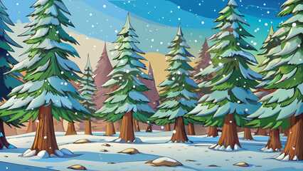 Christmas snowy winter landscape background